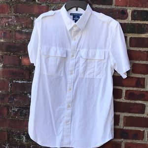 Plain white old navy short sleeve button up